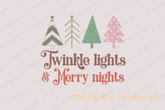 Boho Christmas Trees Twinkle Lights SVG