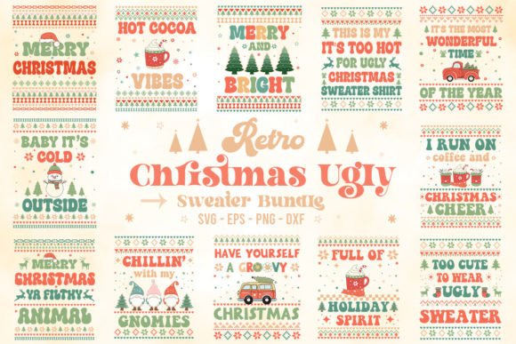 Retro Christmas Ugly Sweater SVG Bundle